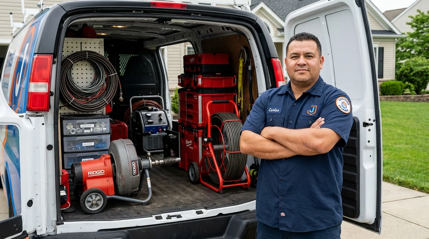 Professional drain cleaning equipment and Johns Plumbing LLC plumber in Yorkville
