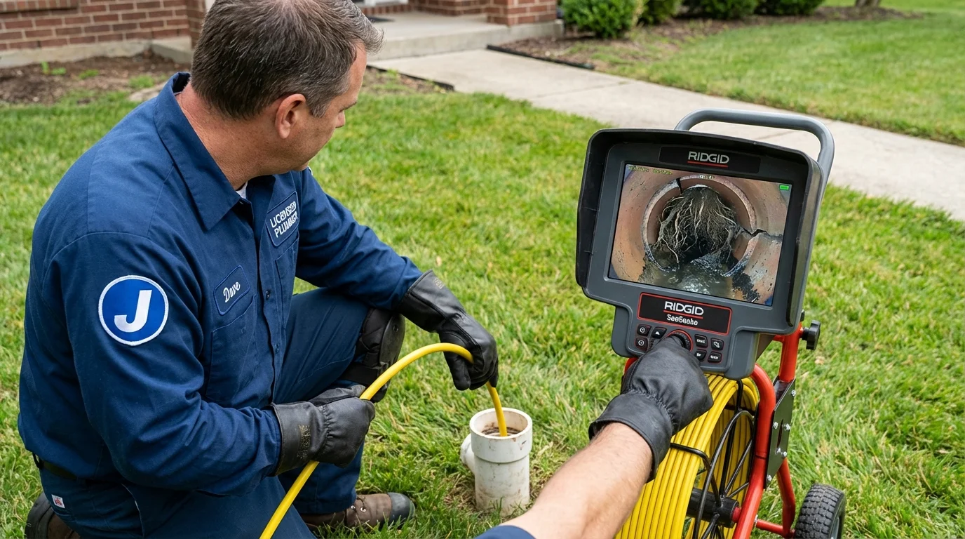 Sewer camera inspection being performed by Johns Plumbing LLC in Yorkville