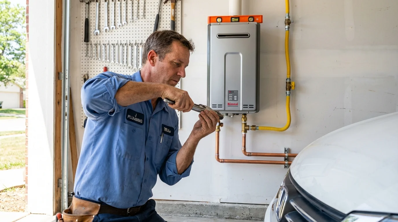Tankless water heater installation by a Johns Plumbing LLC plumber in Yorkville